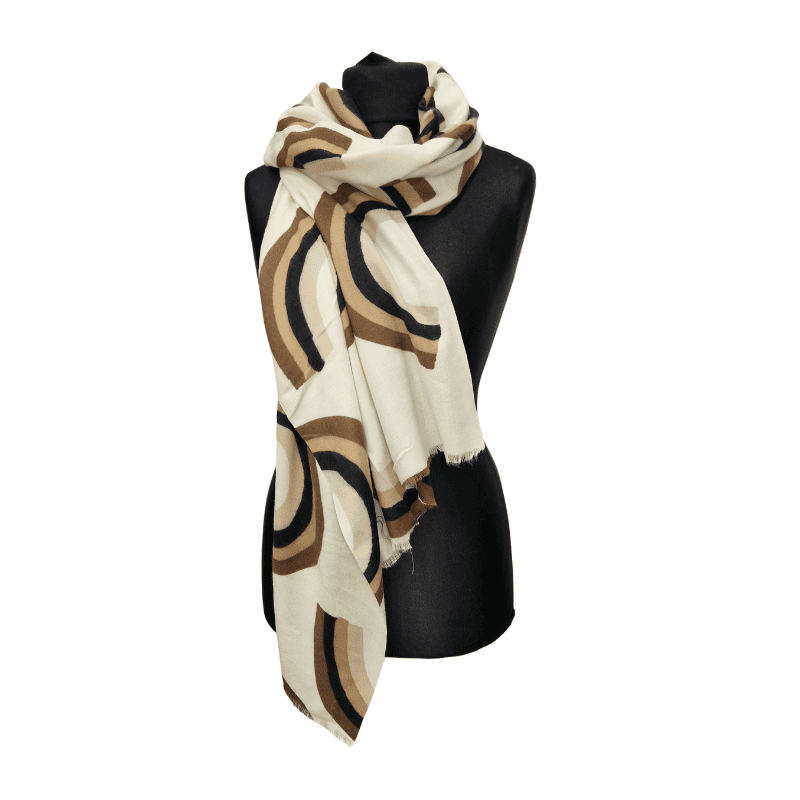 Pashmina m/mynstri-beige