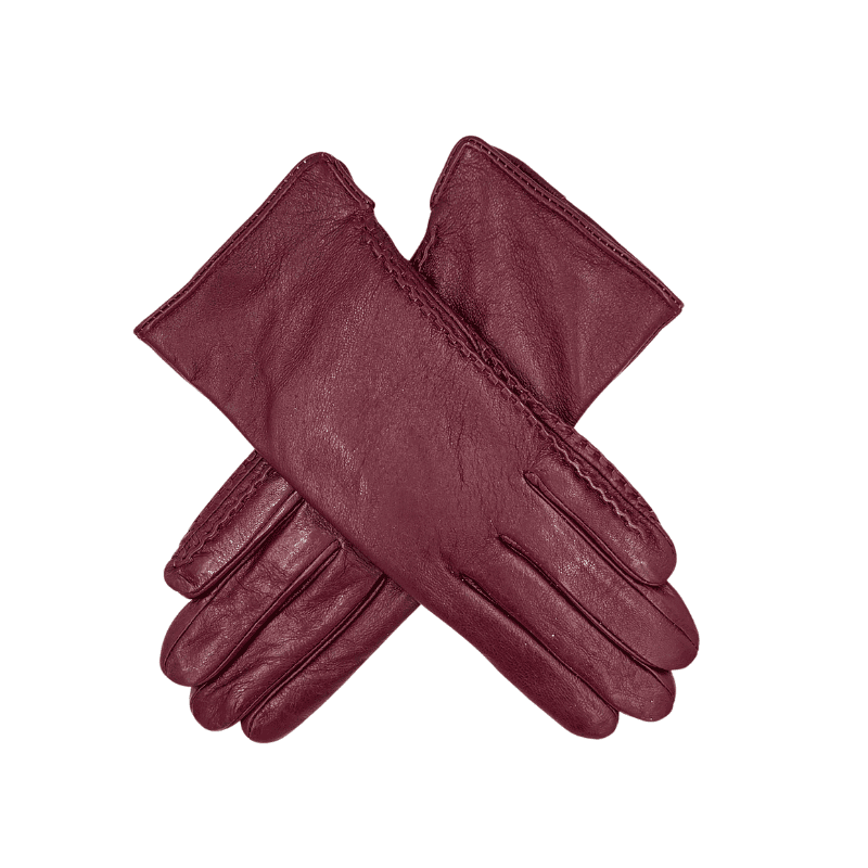Leðurhanskar flísfóðraðir-burgundy