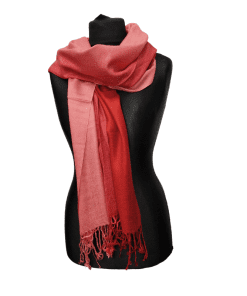 Pashmina slæða tvílit-rauð/bleik